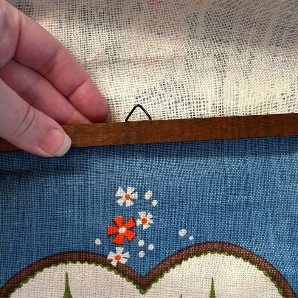 Vintage Mid-Century Scandinavian Textile Art Wall Hanging Retro Boy & Bear Story
